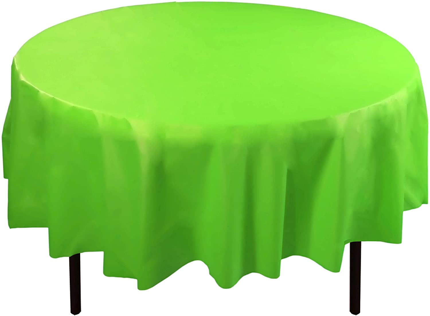 Bulk Premium Plastic Disposable 84 inch Round Tablecloth, Lime Green