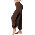 thumbnail image 4 of Pantalones Harem de Yoga para Mujeres INSPIRE CHIC con Abertura Lateral, Joggers, Cubierta de Playa Deportiva, Pantalones de Entrenamiento, S Café, 4 of 5