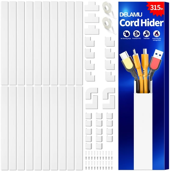 Cable Hider Delamu, ocultador de cables de TV para 3 o 4 cables en la pared, color blanco