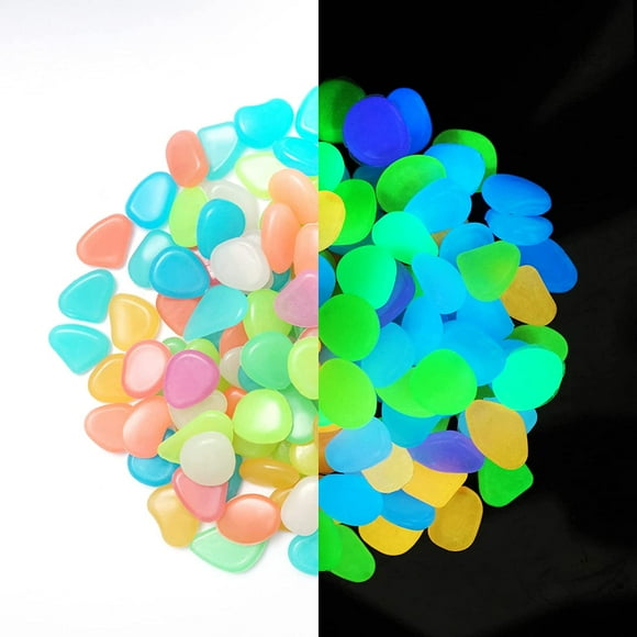 Glow Stone, 300pcs Multicolored Glow Pebbles, Artificial Pebbles Stones, for Outdoor Garden Aquarium Paths Kid's Room