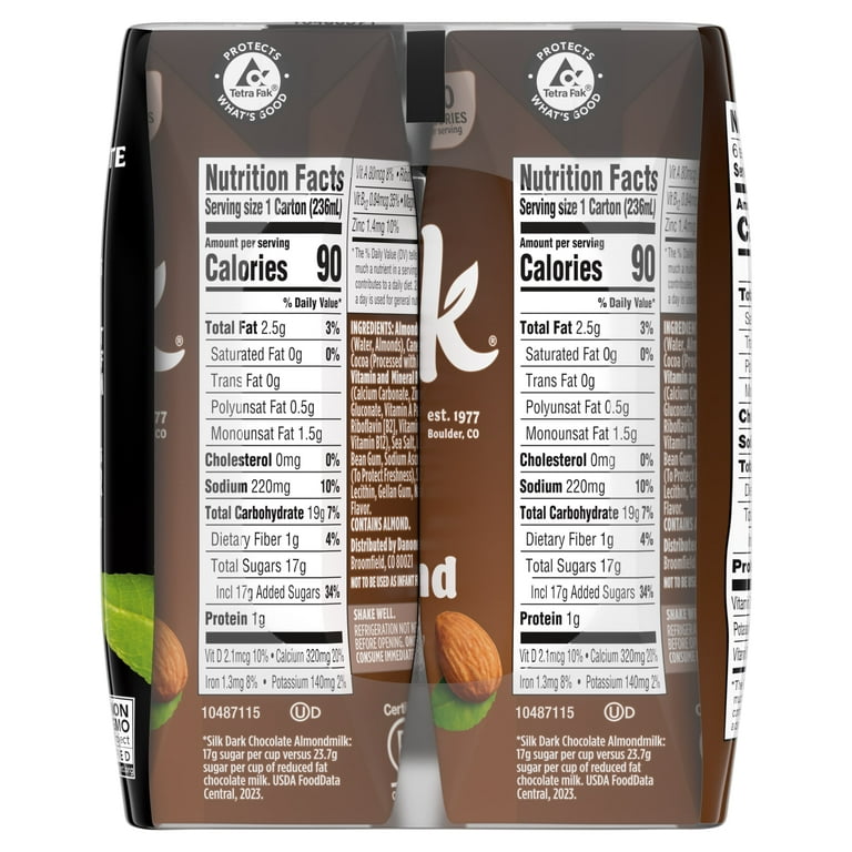 3 pack) Silk Dairy Free Dark Chocolate Shelf Stable Almond Milk