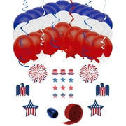 4th of July American Patriotic Party 62pc Decorating Kit, Red White Blue
