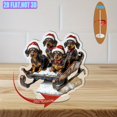 thumbnail image 4 of Rotating acrylic display features three dachshunds in Santa hats on a sled with vivid colors and intricate details against a white background, 4 of 6