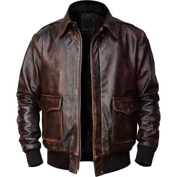 Men’s A2 Bomber Distressed Brown Leather Jacket