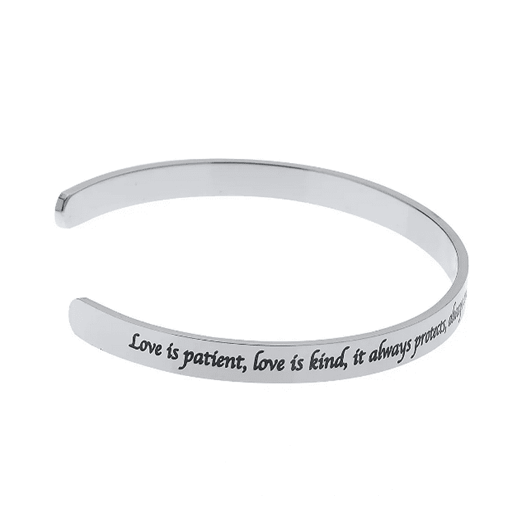 Women High Polished Heart Bangles Bracelet Grant Me the Serenity