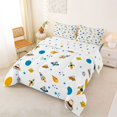 thumbnail image 2 of Manfei Kawaii Cartoon Rockets Queen Comforter Set,Celestial Planets Comforter Sets Queen,White Blue,Polkadot Reversible,3-Piece,1 Comforter and 2 Pillowcases, 2 of 7