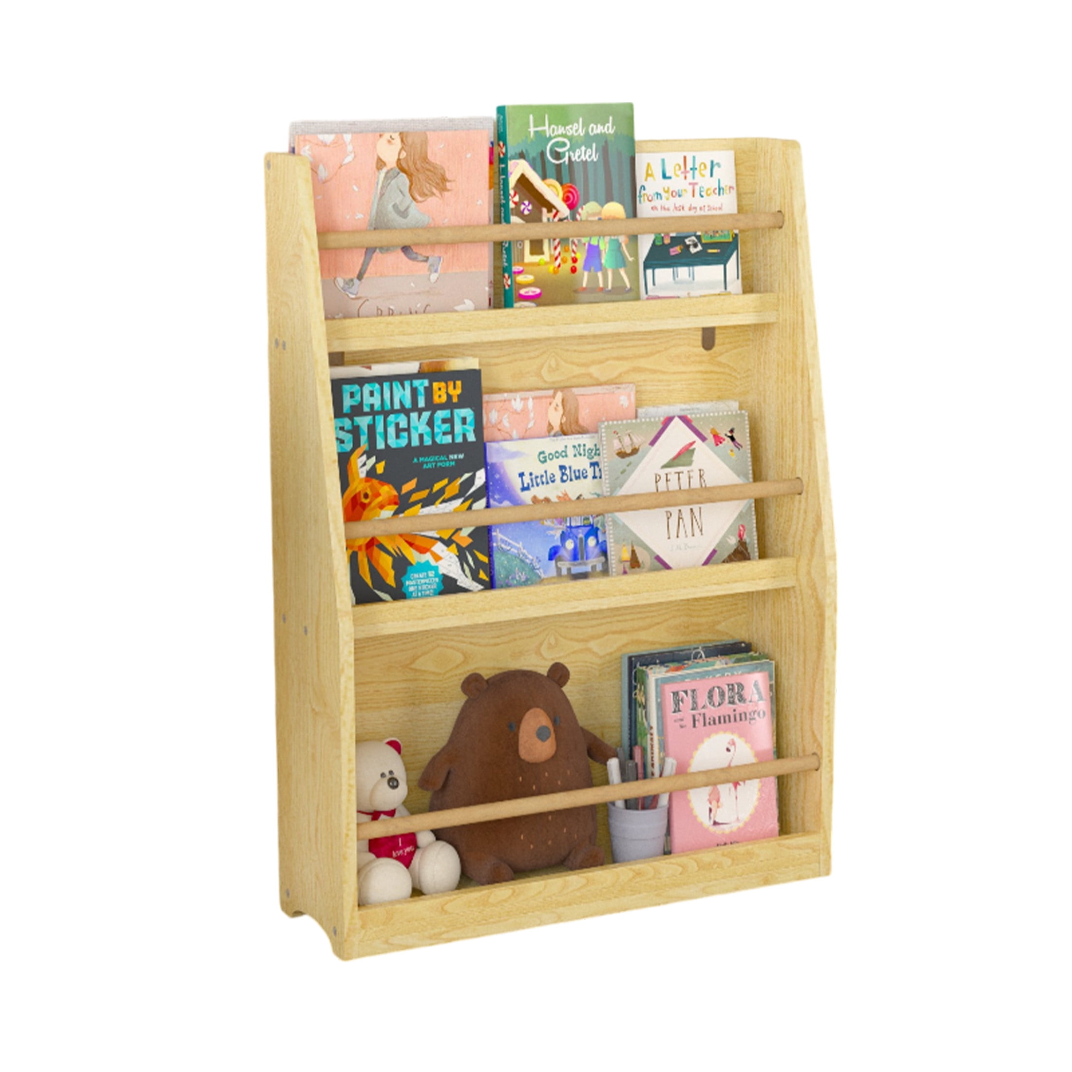 Noble House Sage 3-Tier Kids Book Shelf, Front-Facing Toddler Book Rack for Bedroom, Playroom or Nursery, Natural