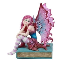 Ebros Amy Brown Missing You Magenta Book Fairy Garden Figurine Fantasy Faery Statue