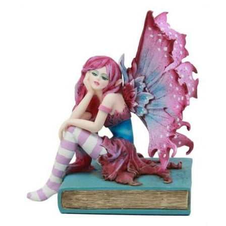 Ebros Amy Brown Missing You Magenta Book Fairy Garden Figurine Fantasy Faery Statue