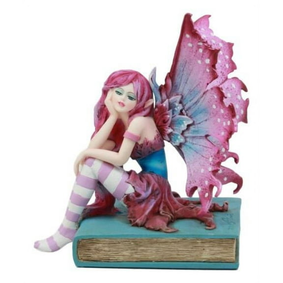 Ebros Amy Brown Missing You Magenta Book Fairy Garden Figurine Fantasy Faery Statue