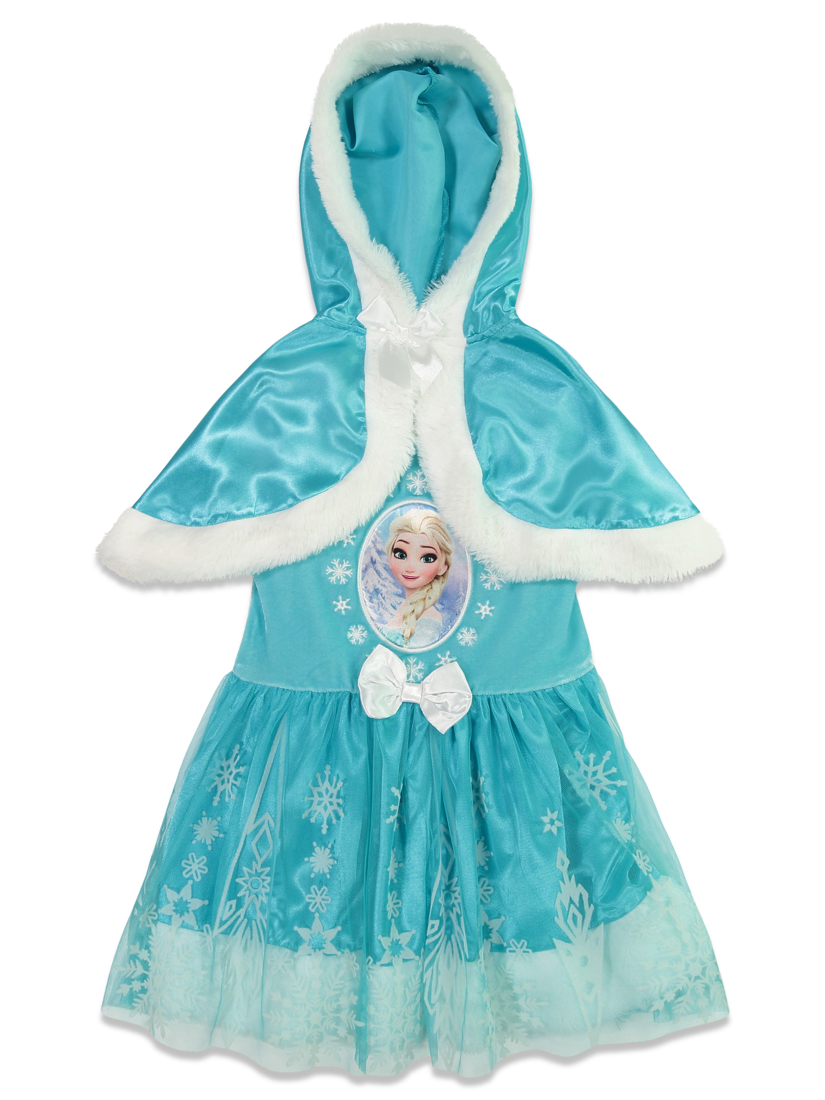 Nouveau Fille Elsa Inspiré Princesse Cape Frozen Transparent Turquoise Organza 2-6yrs 
