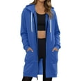 thumbnail image 2 of Lumtrix Long Hoodies for Women Zip Up Fleece Oversized Long Sleeve Sweatshirts Fall Winter Warm Hoodie Dress with Pockets Royal Blue S, 2 of 6