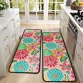 thumbnail image 4 of Kitchen Rugs Sets Of 2,Pioneer Flower Floral Print Pattern Anti Fatigue Kitchen Mat Rugs Non Slip Washable,Decorative Kitchen Floor Mats for Kitchen,Sink,Laundry,17"x47"+17"x47", 4 of 5