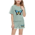 thumbnail image 2 of Spazoro Little & Big Girls Cute Outfit Sets, Graphic Print Crew Neck 2-Pieces Summer Short Sleeve Shirt and Shorts Sets Army Green Size 13 T, 2 of 8