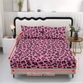 thumbnail image 2 of COEQINE Queen Size Sheet Set Cozy Easy & Secure Fit Stretchy 3 Pieces Bedding Sheet Set Bottom Bedsheet with All Around Elastic for Home Decor, Leopard Print Pink, 2 of 5