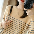 100 Cotton Knitted Sweater Women‘s Sweater Striped Color Matching