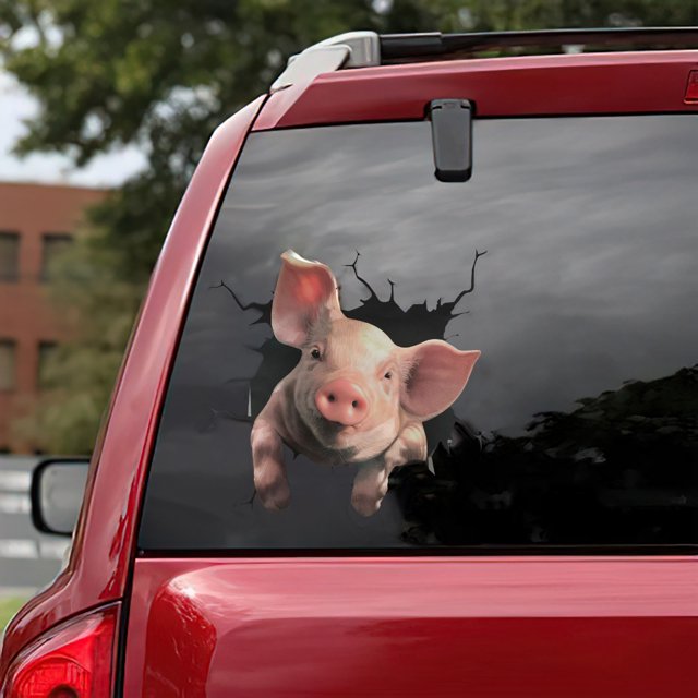 JJKBVCLO Lover Crack Pig Stickers Puppy Car Pet Window Sticker Paste Decorations Wall Sticker