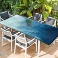 thumbnail image 2 of Blue Ombre Table Cloths for 8 Foot Rectangle Tables, Coastal Beach Modern Abstract Art Patio Waterproof Elastic Fitted Tablecloths, Washable Rectangular Table Cover for Camping, 2 of 8