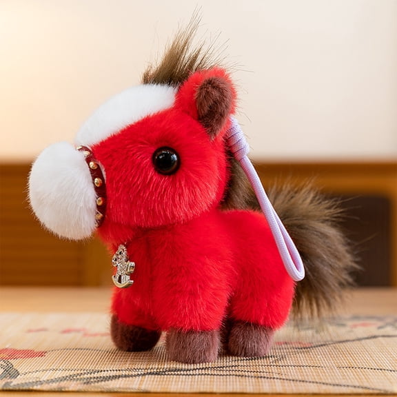 Hometravel Plush Pony Toy, Small Stuffed Animal for Year of the Horse Celebration, Bag Charm and Ornamental Keychain Decor