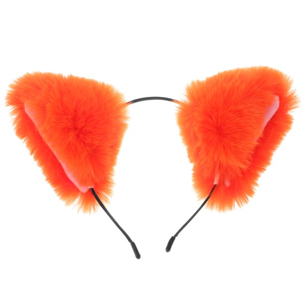 FELTECHELECTR Diadema de peluche con orejas de dibujos animados, accesorio para el cabello para mujeres y niñas, color naranja para fiestas