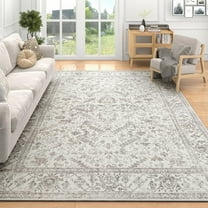 SIXHOME 9'x12' Area Rugs for Living Room Washable Rugs Carpet Vintage Traditional Rugs for Bedroom Dinning Room Office Soft Non Slip Large Area Rug Retro Home Decor Light Gray