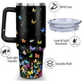 thumbnail image 2 of Butterfly Tumbler with Lid and Straw, Stainless Steel 40oz Tumbler with Handle, Butterfly Travel Coffee Mug Water Bottle, Butterfly Gifts Cups for Women and Girls, 2 of 6