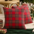 thumbnail image 3 of Christmas Pillow Cover 18x18 Set of 4 - Red Tartan Checkered Throw Pillow Cover, Farmhouse Buffalo Plaid Xmas Decorative Cushion Case for Couch Sofa, Christmas Holiday Decor, 3 of 5