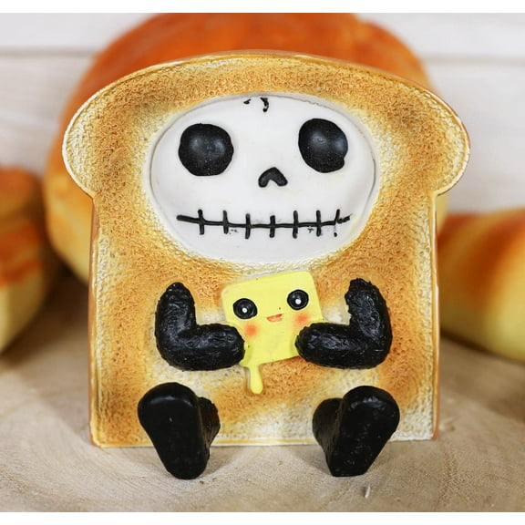 Ebros Furry Bones French Toast Bread Swiss Cheese Breakfast Skeleton Figurine