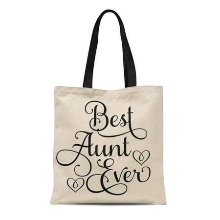 LADDKE Canvas Tote Bag Love Best Aunt Ever Modern Script Sentiment Customizable Elegant Reusable Handbag Shoulder Grocery Shopping (Best Hand Script Fonts)