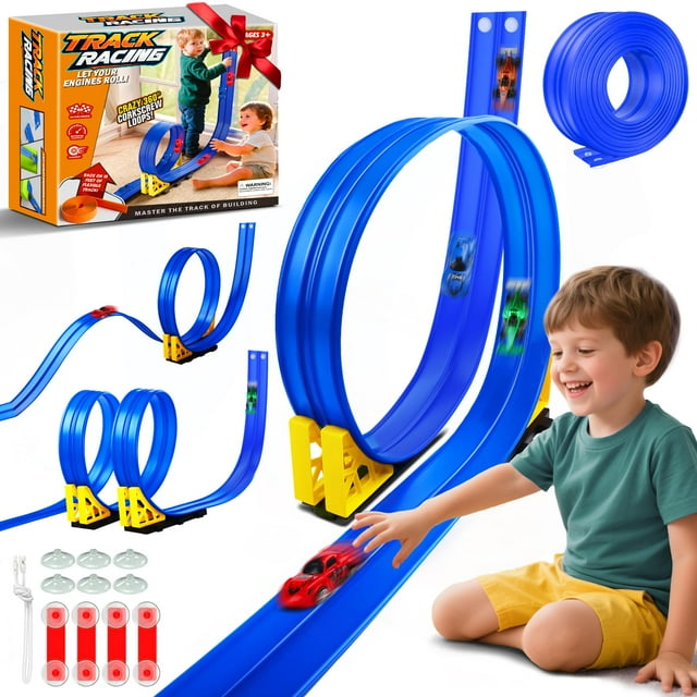 Set de Vehículos de Juguete Nicmore Pista de Carreras Flexible de 4.5 m con Ventosas