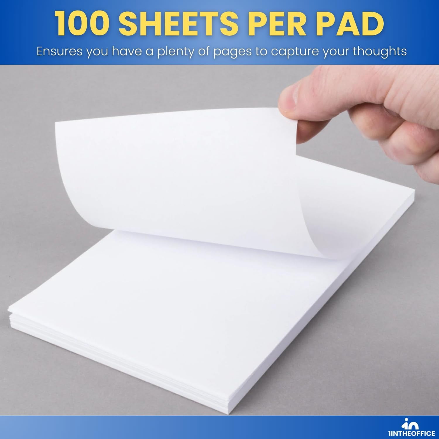1InTheOffice Memo Pads, Memo Note Pads, Unruled Glued Top White Scratch Pads, 3x5, 100 Sheets, 12/Pack