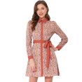 thumbnail image 1 of INSPIRE CHIC Vestido camisero de manga larga floral vintage con cuello en contraste y botones en la parte delantera para mujer Rosa L, 1 of 5