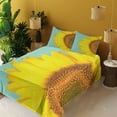 thumbnail image 4 of Ambesonne Sunflower Fitted & Top Sheet Set with Shams, Close up Half Petal, Mustard Dark Orange, 4 of 8