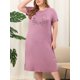 thumbnail image 2 of Women's Plus Size Nightgown Cat Print with Pocket Sleep Dress Sleepwear Purple 4X, 2 of 5