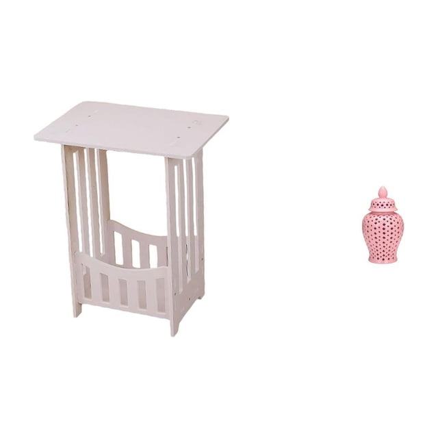 Práctica Mesilla De Noche Con Tarro Decorativo De Cerámica Con Tapa, Ideal Para Arreglos Florales. Perfecta Para Hoteles, Cafeterías, Salones, Balcones Y Fiestas.