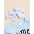 thumbnail image 6 of Suealasg Baby Girls 3Pcs Summer Clothes 3 6 12 18 24 Months Infant Short Sleeve Letter Print Romper +Daisy Print Shorts + Headband Set Newborn Girls Casual Outfit, 6 of 7