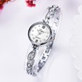 thumbnail image 2 of Reloj de pulsera de cuarzo informal con correa de aleación de moda y esfera redonda para mujer (blanco plateado), 2 of 3