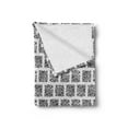 thumbnail image 2 of Abstract Soft Flannel Fleece Throw Blanket, Square Shapes with Doodle Little Dots Retro Style Halftone Effect Design, Cozy Plush for Indoor and Outdoor Use, 50" x 60", Black and Coconut, by Ambesonne, 2 of 5