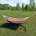thumbnail image 4 of Sunnydaze 2-Person Quilted Polyester Spreader Bar Hammock with Stand, 400 lb Capacity - Red Stripe, 4 of 7