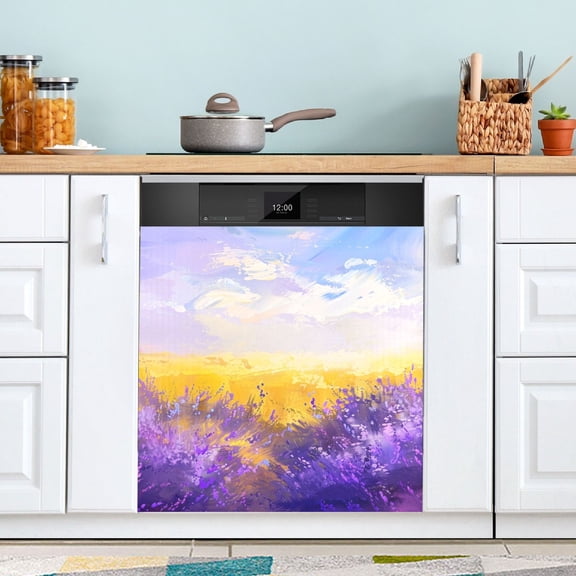 Lavender Clouds Wheat Dishwasher Magnetic Covers Magnet Sticker Kitchen Decor Dishwasher Refrigerator Front Door Covers Decorative Magnetic 23" x 26"