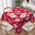 thumbnail image 1 of Valenitine''s Day Tablecloth Square 60 Inch Red Pink Hearts Table Cloth Love Table Cloths Waterproof Wrinkle Resistant Polyester Table Cover for Home/Kitchen/Dining Room/Party/Picnic, 1 of 6