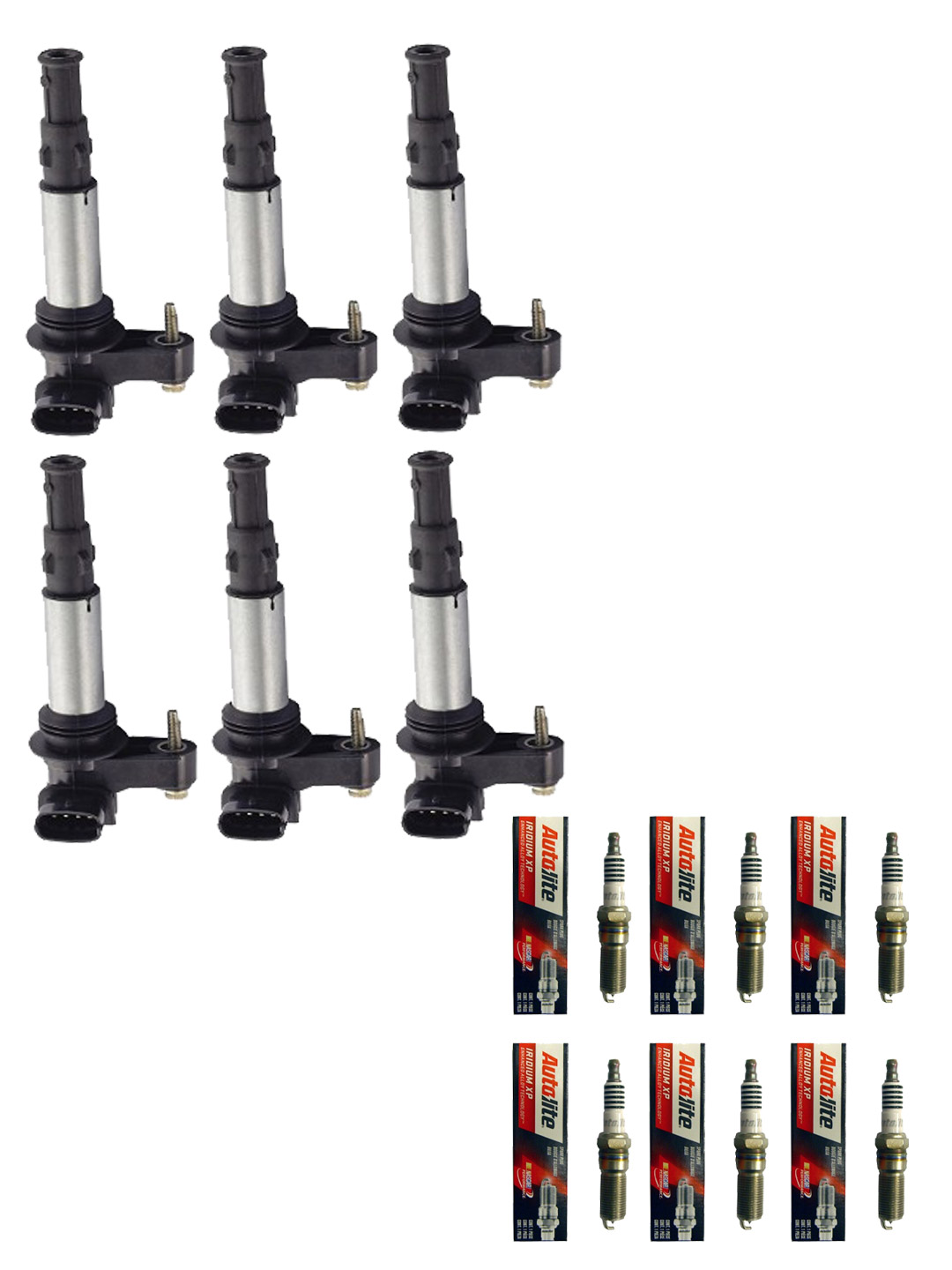 Set of 6 ISA Ignition Coils and 6 Autolite Spark Plugs Compatible with