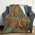 thumbnail image 4 of Brown Teal Rust Colorful Metal Pattern 2 Throw Blanket Soft Cozy Flannel Fleece Warm Microfiber Blankets for Couch Sofa Bed 50"x60", 4 of 8