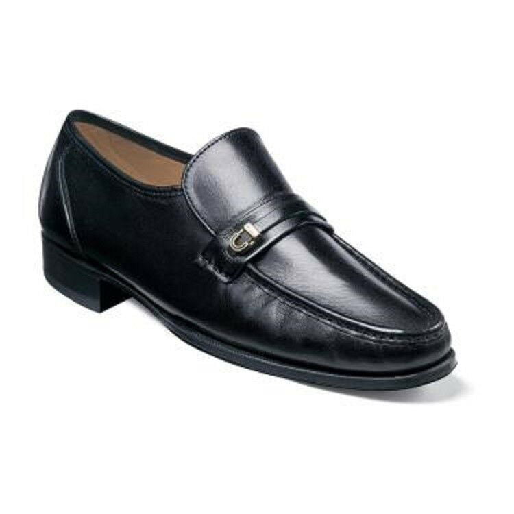 Men's Shoes Florsheim Como Moc Toe Bit Loafer Black Leather 17116-01 