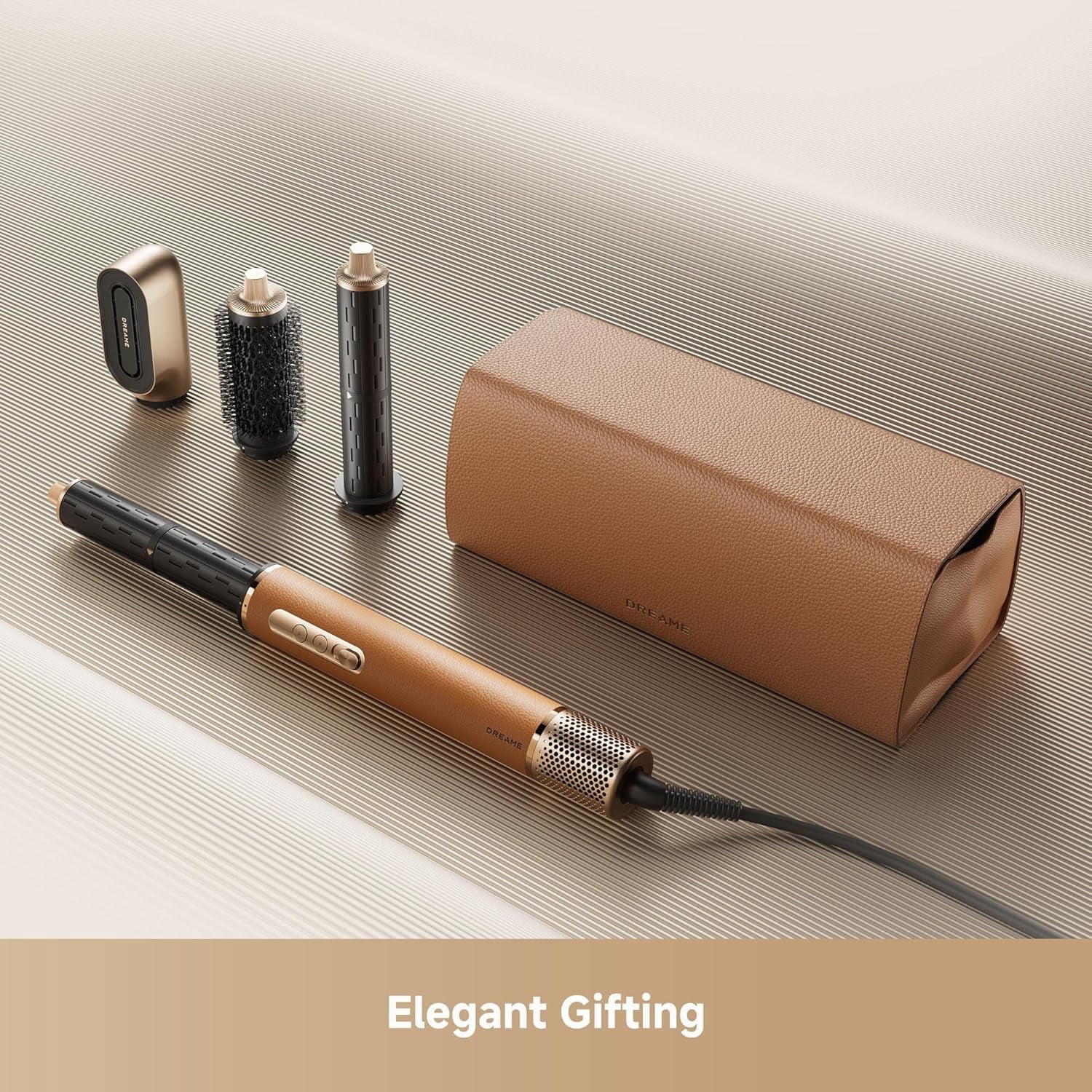 Dreame AirStyle Suite Hair Styler & High-Speed Dryer, 110,000 RPM Motor, 3 Essential Snap-On Attachments for Curling, Volumizing & Fast Dry, Frizz Control, Cool Shot, Luxury Leather Travel Bag