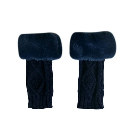 

Cotonie Women Solid Color Frayed Warm Typing Elastic Half-Finger Gloves
