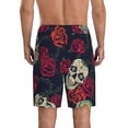 thumbnail image 3 of Kdxio Roses Skulls Print Mens Sleep Shorts Bottoms Soft Comfy Pajama Wear Pants with Drawstring Pockets, 3 of 7