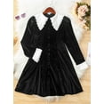 thumbnail image 2 of Kids Girls Dress Coat Patchwork Turn-Down Collar Long Sleeve Fall Princess Dress, 2 of 8