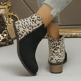 thumbnail image 5 of Leopard Dress Boots for Women Ladies Fashion Suede Pointed Toe Low Heel Winter Fall Zipper Short Ankle Booties, 5 of 7