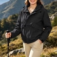 thumbnail image 3 of SEMPAI Windbreaker Jacket Women Waterproof Long Sleeve Zip Hooded Jacket Multi Pockets Outdoor Hiking Jacket Loose Winter Mountaineering Casual Outerwear Black L, 3 of 6